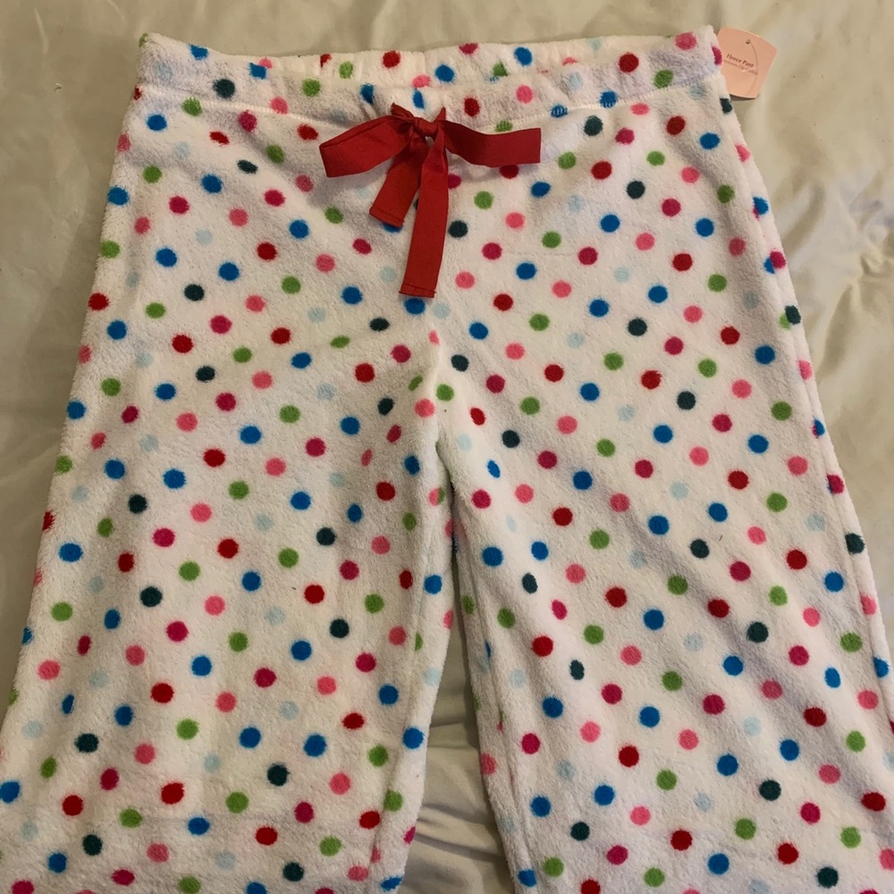 Plush Fleece Polkadot Pajama Pants